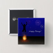 Badge Carré 5 Cm Joyeux Norooz Chahar-Shanbeh-Suri (Devant & derrière)