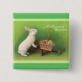 Badge Carré 5 Cm Joyeux Oeufs du panier de lapin de Pâques (Devant)