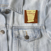 Badge Carré 5 Cm Joyeux papier peint Halloween sanglant (En situation)