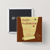 Badge Carré 5 Cm Joyeux papier peint Halloween sanglant (Devant & derrière)