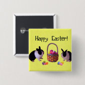 Badge Carré 5 Cm Joyeux Pâques ! (Devant & derrière)