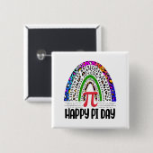 Badge Carré 5 Cm Joyeux Pi Day Mathématique Leopard Rainbow (Devant & derrière)