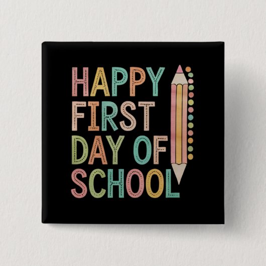 Badge Carré 5 Cm Joyeux premier jour d'école Retour à l'école (Devant)