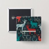 Badge Carré 5 Cm Joyeux renne de Christmastime (Devant & derrière)