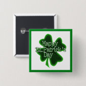 Badge Carré 5 Cm Joyeux Shamrock de la Saint-Patricks (Devant & derrière)