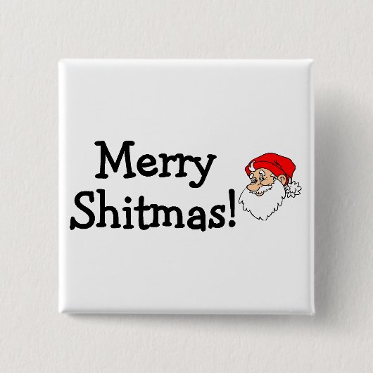Badge Carré 5 Cm Joyeux Shitmas Père Noël (Devant)