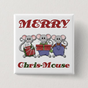Badge Carré 5 Cm Joyeux T-shirts et cadeaux Chris-Mouse