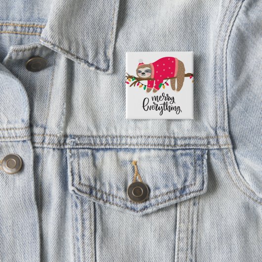 Badge Carré 5 Cm Joyeux tout paresse somnolente de | (En situation)