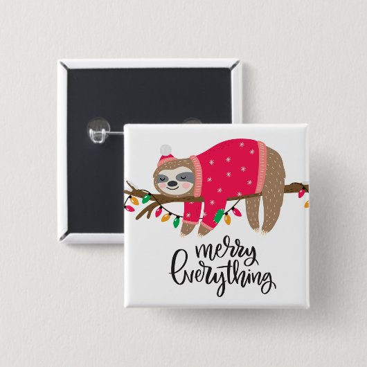 Badge Carré 5 Cm Joyeux tout paresse somnolente de | (Devant & derrière)