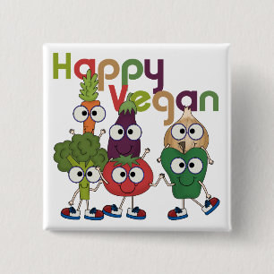 Badge Carré 5 Cm Joyeux Vegan