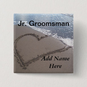 Badge Carré 5 Cm JR bouton de mariage de plage de Groomsman