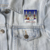 Badge Carré 5 Cm Judaica Shabbat Shalom (En situation)