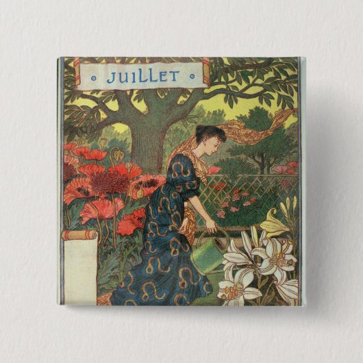 Badge Carré 5 Cm Juillet (Devant)