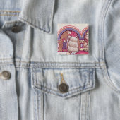 Badge Carré 5 Cm Juillet : Moisson du foin (En situation)