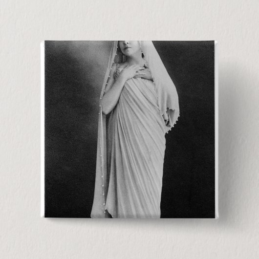 Badge Carré 5 Cm Julia Bartet dans le "Antigone" par Sophocles (Devant)