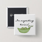 Badge Carré 5 Cm Jumeaux attendus - Pois dans un pod (Devant & derrière)