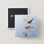 Badge Carré 5 Cm Junco Audubon, à l'oeil foncé, Oiseaux de neige su (Devant & derrière)