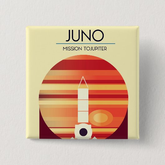 Badge Carré 5 Cm Juno - Mission à Jupiter Art spatial (Devant)