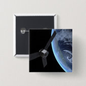 Badge Carré 5 Cm Juno Spacecraft Pendant Son Vol Sur Terre (Devant & derrière)