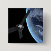 Badge Carré 5 Cm Juno Spacecraft Pendant Son Vol Sur Terre (Devant)