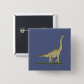 Badge Carré 5 Cm Jurassique Dinosaure Brachiosaurus (Devant & derrière)