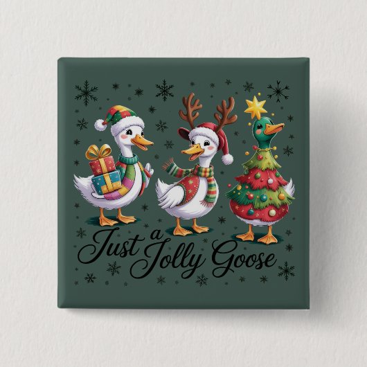 Badge Carré 5 Cm Just A Jolly Goose Patchwork Christmas Duck Funny  (Devant)