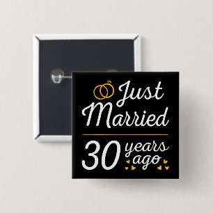 Badge Carré 5 Cm Just Married 30 Years Ago II
