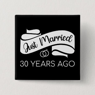 Badge Carré 5 Cm Just Married 30 Years Ago V