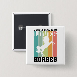 Badge Carré 5 Cm Juste une fille qui aime les chevaux   Horse Girl