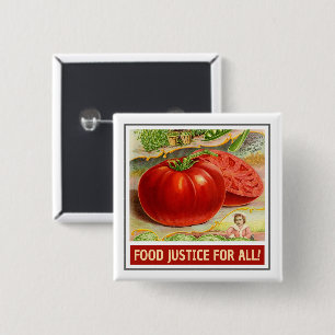 Badge Carré 5 Cm Justice alimentaire - Tomates Vintages & Jardin