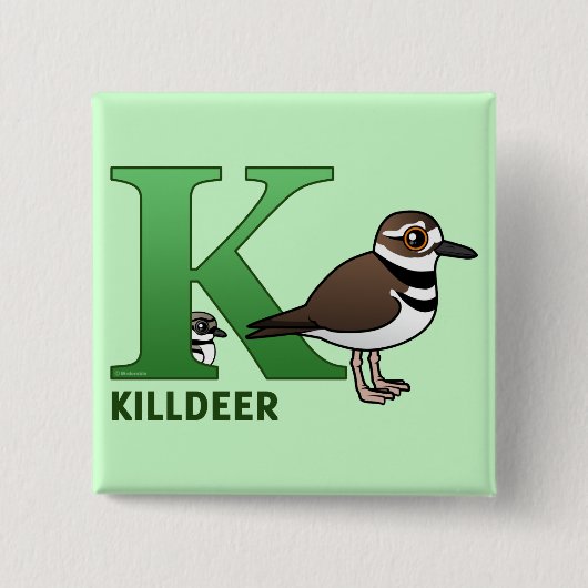 Badge Carré 5 Cm K est pour le Killdeer (Devant)