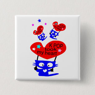 Badge Carré 5 Cm k pop a pris mon coeur