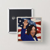 Badge Carré 5 Cm Kamala 2024 (Devant & derrière)