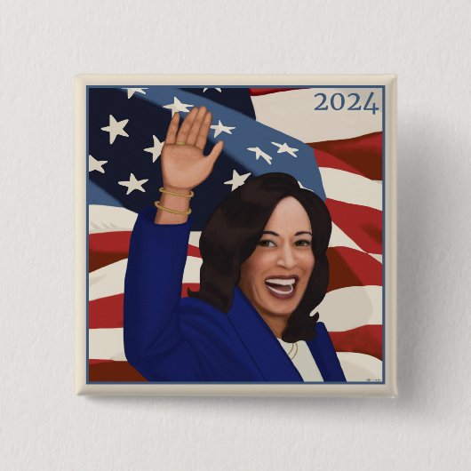 Badge Carré 5 Cm Kamala 2024 (Devant)