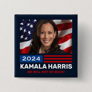 Badge Carré 5 Cm Kamala Harris 2024 Nous Ne Reviendrons Pas