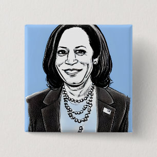 Badge Carré 5 Cm Kamala Harris Caricature politique
