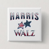 Badge Carré 5 Cm Kamala Harris et Tim Walz 2024 (Devant)