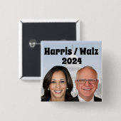 Badge Carré 5 Cm Kamala Harris et Tim Walz 2024 (Devant & derrière)