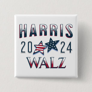 Badge Carré 5 Cm Kamala Harris et Tim Walz 2024