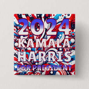 Badge Carré 5 Cm Kamala Harris pour le président 2024