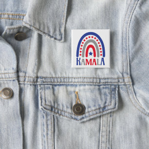 Badge Carré 5 Cm Kamala Politique Boho Patriotique Arc-en-ciel mode