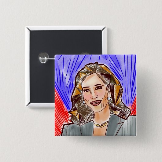 Badge Carré 5 Cm Kamala, président (Devant & derrière)