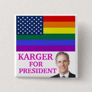BADGE CARRÉ 5 CM KARGER POUR PRÉSIDENT BUTTON