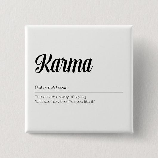 Badge Carré 5 Cm Karma Définition Drôle (Devant)