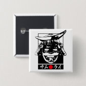 Badge Carré 5 Cm [Katakana] Samurai (Devant & derrière)