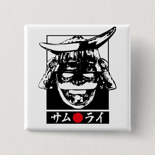 Badge Carré 5 Cm [Katakana] Samurai (Devant)