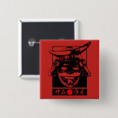 Badge Carré 5 Cm [Katakana] Samurai (Devant & derrière)