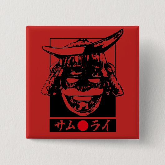 Badge Carré 5 Cm [Katakana] Samurai (Devant)