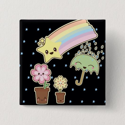 Badge Carré 5 Cm Kawaii météo arc-en-ciel motif si mignon (Devant)