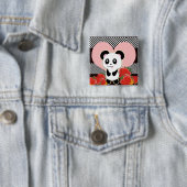Badge Carré 5 Cm Kawaii Panda mignonne (En situation)